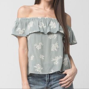 Full Tilt Embroidered Off The Shoulder Top